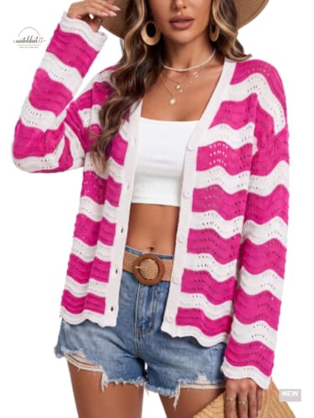 Linen Blend Crochet Cardigan Oversized Bell Sleeve